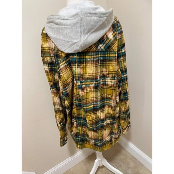 New Urban Outfitters Hooded Plaid Flannel Overshirt Size L - Picture 7 of 9